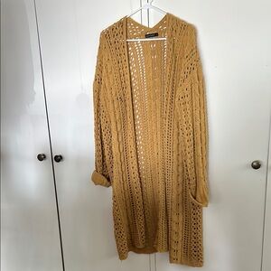 moon & madison Mustard Open-Knit Cardigan
